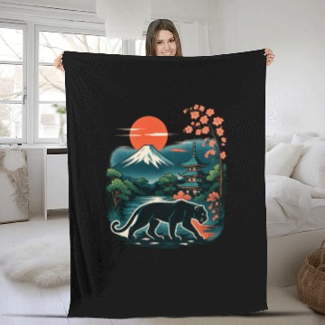 Discover Serene Japanese Landscape with Mount Fuji Fleece Blankets