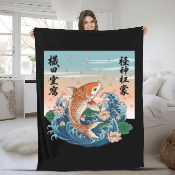 Discover Koi Fish and Lotus Harmony Design Fleece Blankets