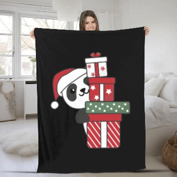 Discover Panda Christmas Gift Winter Animals Pandas Fleece Blankets