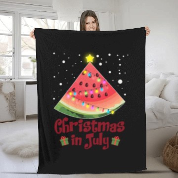 Discover Christmas in July Watermelon Tree Funny Fleece Blankets