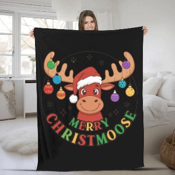 Discover Festive Reindeer with Holiday Ornaments Fleece Blankets