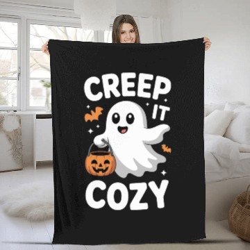 Discover Creep It Cozy Cute Ghost Halloween Design Fleece Blankets