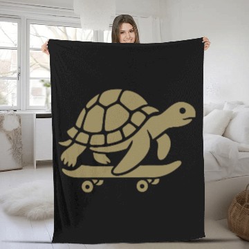 Discover Minimalist turtle skateboard skateboarder Fleece Blankets