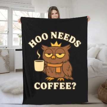 Discover Hoo Needs Coffee? – Funny Owl Fleece Blankets