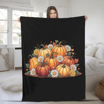 Discover Autumn Pumpkin and Daisy Ensemble Fleece Blankets