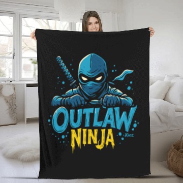 Discover Outlaw Ninja Cartoon Design Fleece Blankets