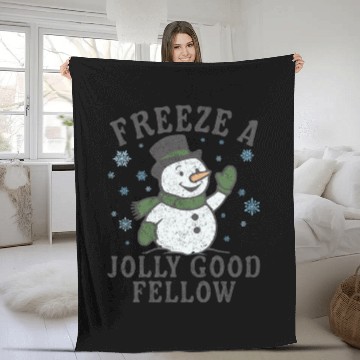 Discover Frosty Snowman Jolly Greeting Design Fleece Blankets