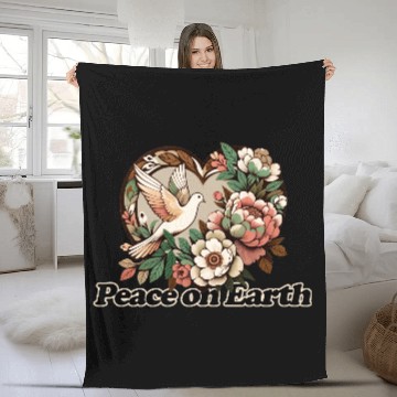 Discover Peaceful Dove Heart Floral Design Fleece Blankets