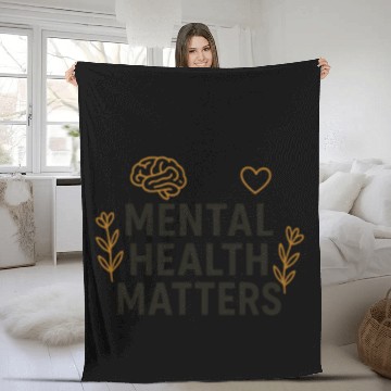 Discover Mental Health Matters | Positive Mindset Graphic T Fleece Blankets