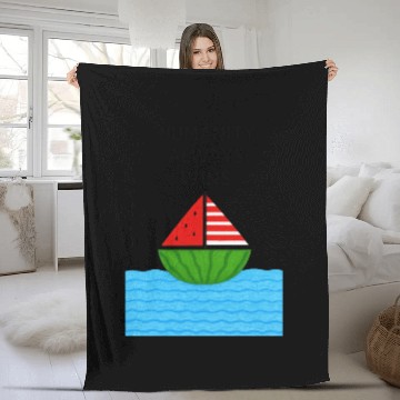 Discover Watermelon Sailboat with Humanity Wins Quote Fleece Blankets