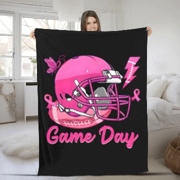 Discover Game Day Pink American Football Tackle Breast Fleece Blankets