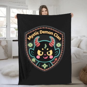 Discover Mystic Demon Clan Embroidered Patch Fleece Blankets