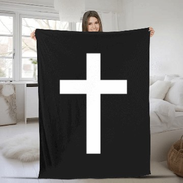 Discover Christian God Jesus Cross White Fleece Blankets