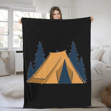 Discover Serene Forest Camping Scene Fleece Blankets