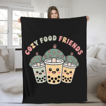 Discover Cute Bubble Tea Cloud Trio Design Fleece Blankets
