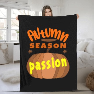 Discover Autumn Passion Pumpkin Design Fleece Blankets