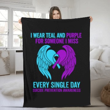 Discover I Wear Teal and Purple for Someone Suicide Awarene Fleece Blankets