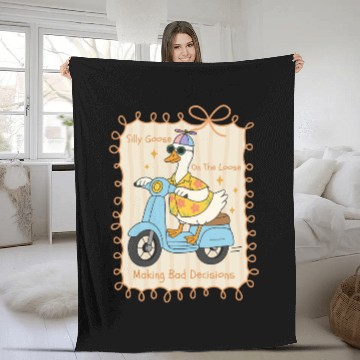 Discover Silly Goose Riding Scooter Design Fleece Blankets