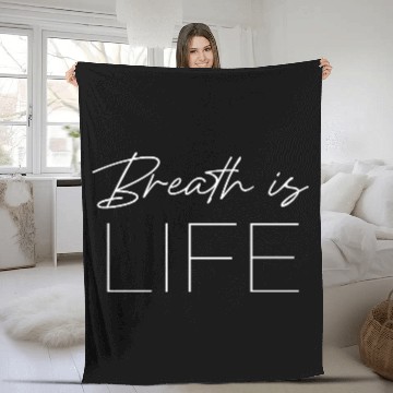 Discover Minimalist Breath Is Life Typography Design Fleece Blankets