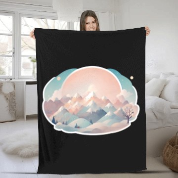 Discover Serene Mountain Range with Sunrise Fleece Blankets