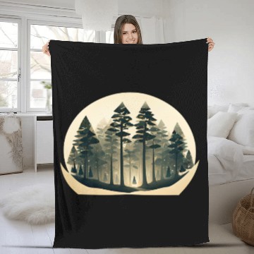 Discover Mystical Forest Circle Design Fleece Blankets