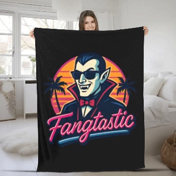 Discover Fangtastic – Retro Vampire Neon Style Fleece Blankets