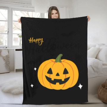 Discover Pumpkin Jack O Lantern Halloween Design Fleece Blankets