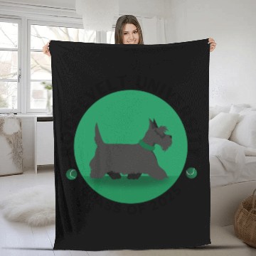 Discover Cute Fala Dog College Illustration Fleece Blankets