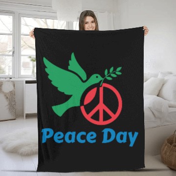 Discover Peace Day Dove with Olive Branch Fleece Blankets