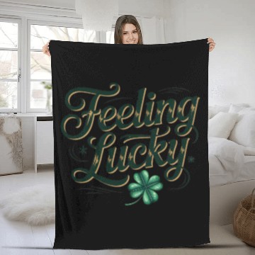 Discover Felling Lucky Shamrock Typography Fleece Blankets