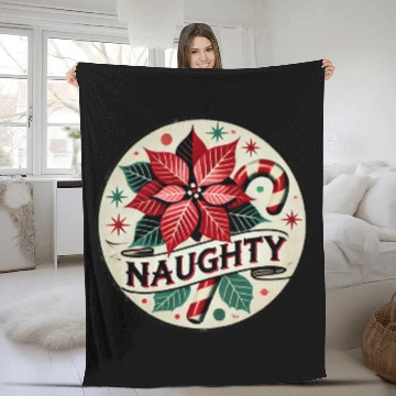 Discover Festive Poinsettia Naughty Holiday Design Fleece Blankets