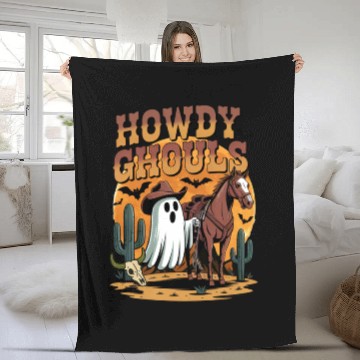 Discover Howdy Ghouls Cowboy Ghost Halloween Fleece Blankets