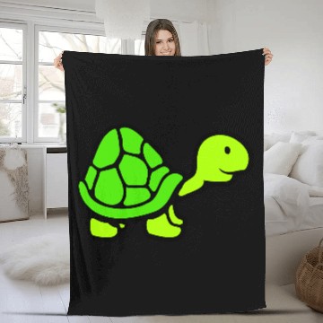 Discover Turtle with long neck smiles happily and cheerful Fleece Blankets