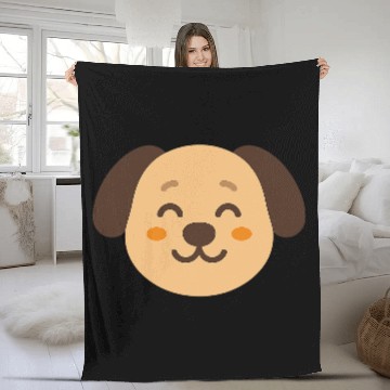 Discover Minimal Dog Face – Cute Puppy Fleece Blankets