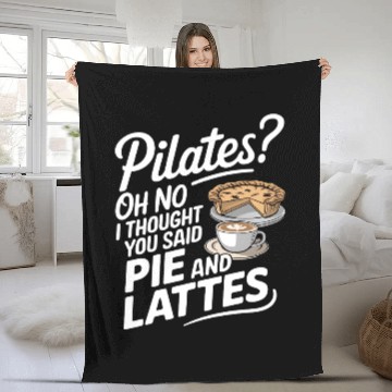 Discover Pie and Latte Humor Design Fleece Blankets