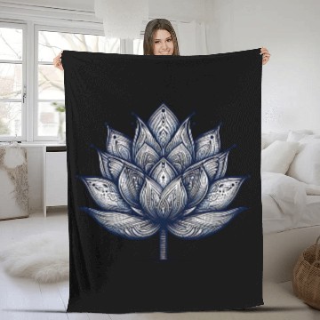 Discover Intricate Mandala Lotus Design Fleece Blankets