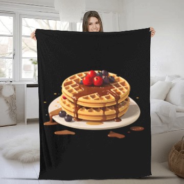 Discover Chocolate Drizzled Berry Waffles Design Fleece Blankets