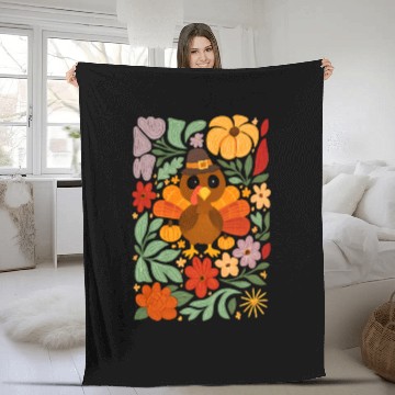 Discover Festive Harvest Thanksgiving Turkey Fleece Blankets