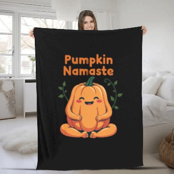 Discover Pumpkin Namaste Autumn Design Fleece Blankets
