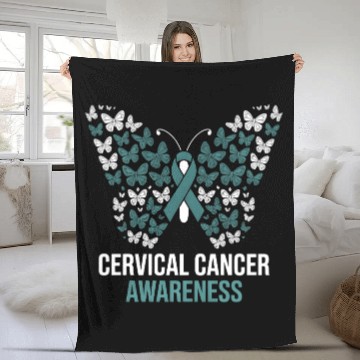 Discover Cervical Cancer Awareness Butterfly Design Fleece Blankets