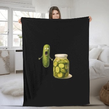 Discover Whimsical Pickle Cucumber Character Fleece Blankets