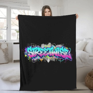 Discover Graffiti Style Streetwise Logo Fleece Blankets
