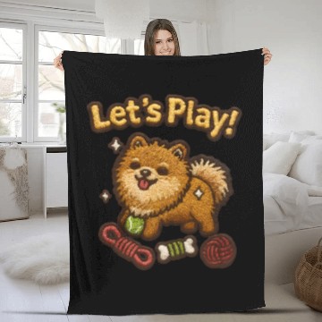 Discover Playful Shiba Inu with Tennis Ball Fleece Blankets