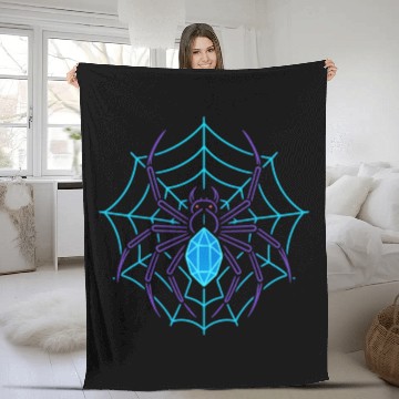 Discover Neon Geometric Spider and Web Design Fleece Blankets