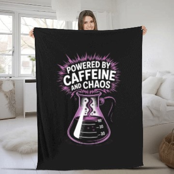 Discover Powered by Caffeine and Chaos Funny Energy Quote Fleece Blankets