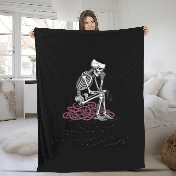 Discover Death By Overthinking Funny Skeleton Quote Fleece Blankets
