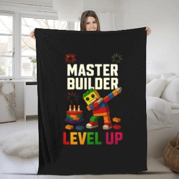 Discover Master Builder Level Up Birthday Kids Party Fleece Blankets