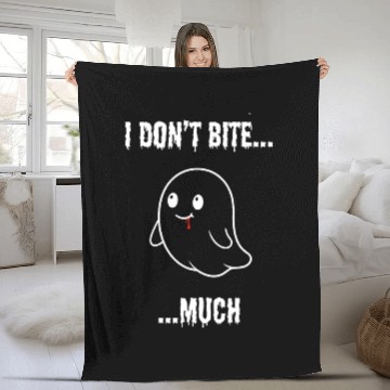 Discover I Don't Bite... Much - Cute Vampire Ghost Fleece Blankets