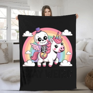 Discover stay weird skeleton unicorn Fleece Blankets