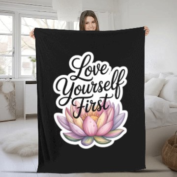 Discover Inspirational Lotus Floral Affirmation Fleece Blankets